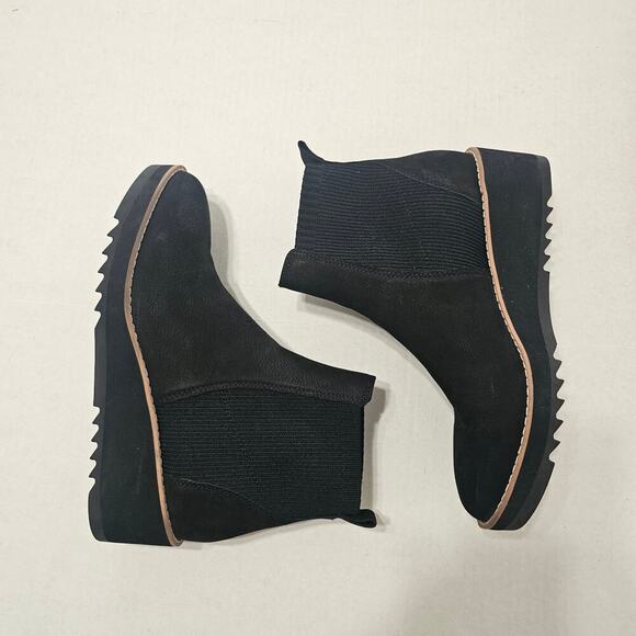 EILEEN FISHER Lilou Nubuck and Recycled Stretch Knit Bootie in Black Size 8.5 - Picture 2 of 8